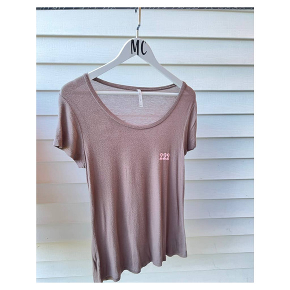 Upcycled Tan Angel Number 222 Tee - Picture 4 of 8